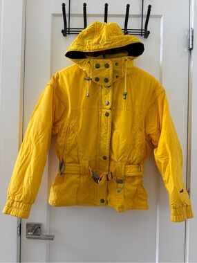 Vintage Head Skiwear Snow Jacket Yellow with Belt Size 6